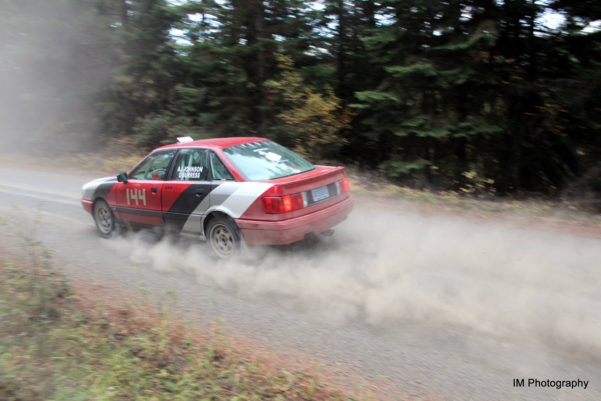 image of an audi 80 going fast on a gravel road