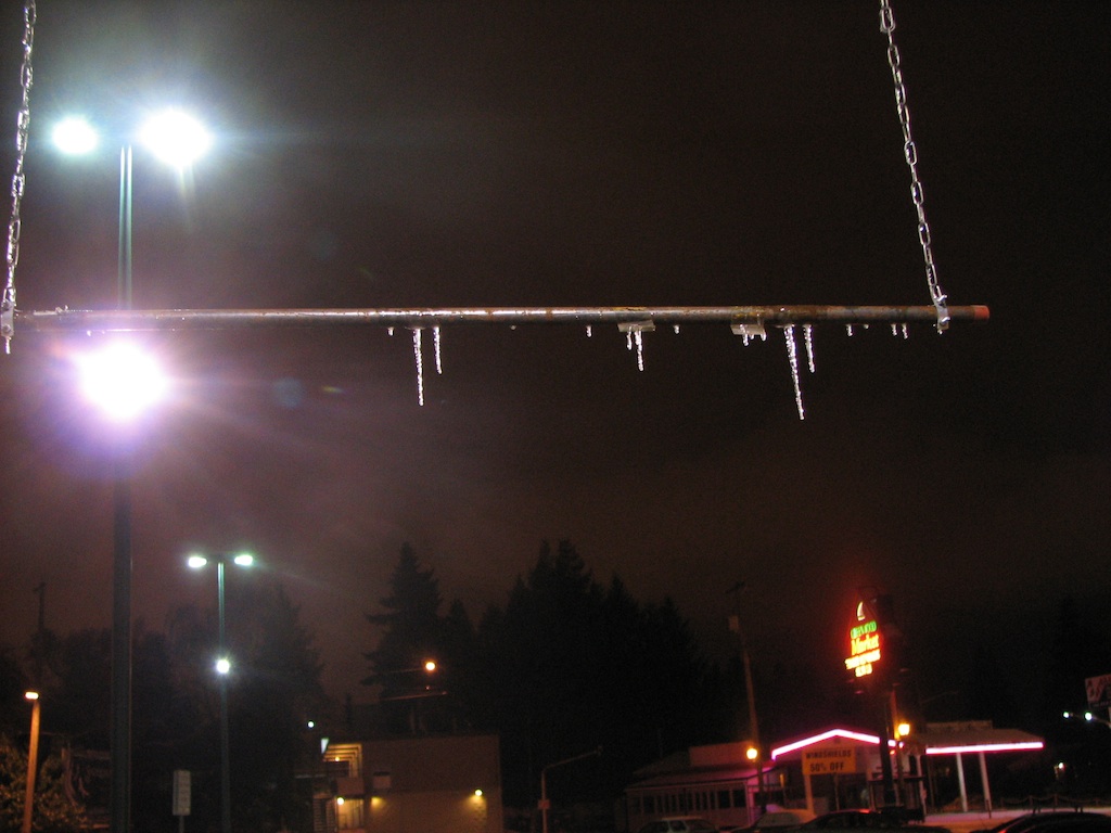Icicles on the hangy bar thing.